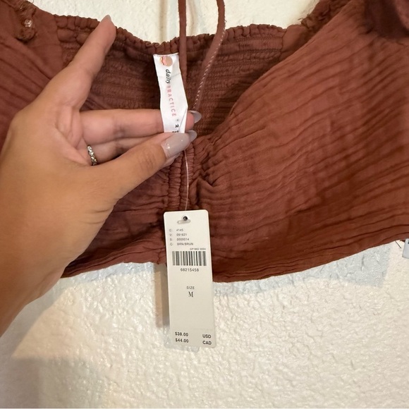 NWT Anthropologie The Jerry Cinched Crop Top Brown Medium - Picture 7 of 11